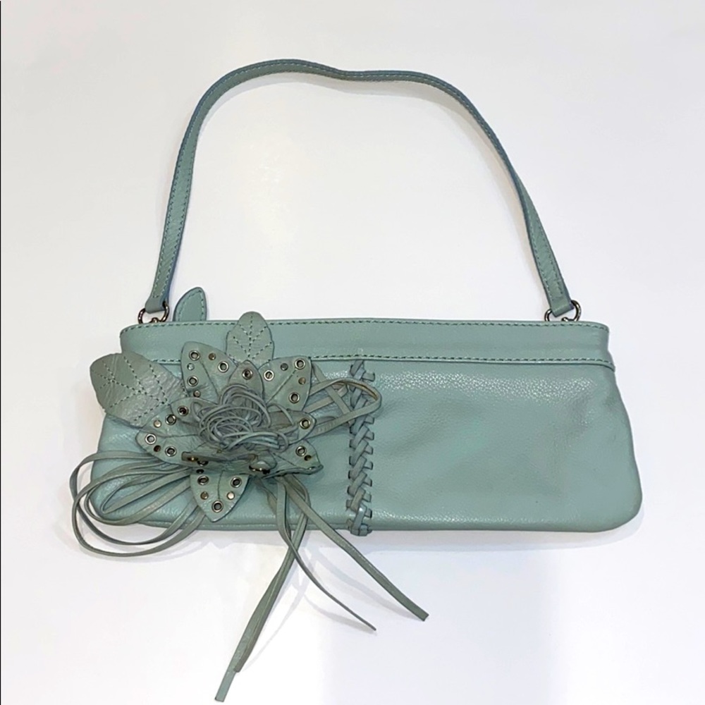 Mini purse teal color with cute flower detail